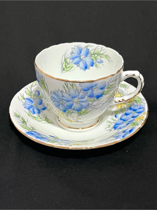 Sutherland China Other - Sutherland China England C352 Blue Floral Teacup & Saucer Set Vintage